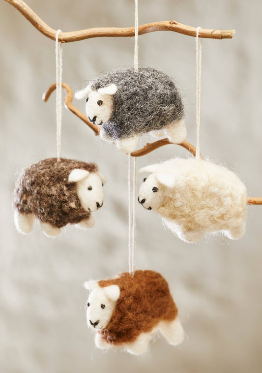 Natural Woolly Felt Sheep