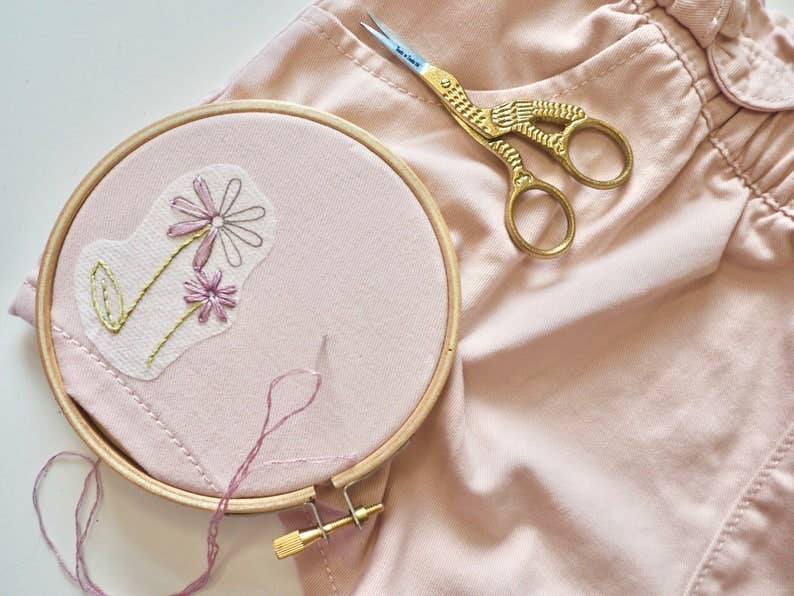 Floral Stick and Stitch Embroidery Patches