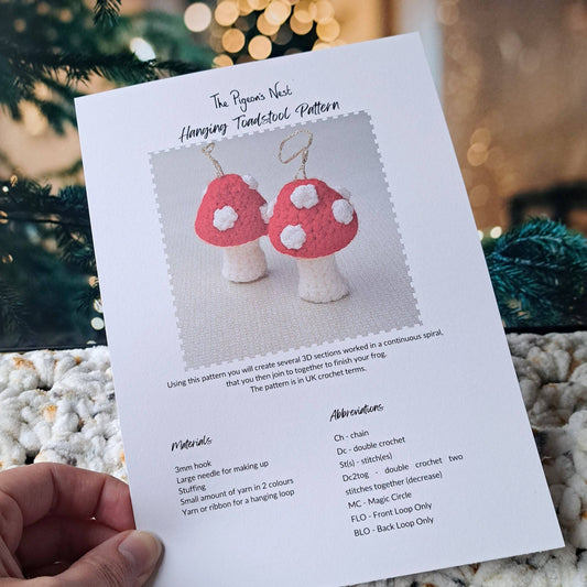 Hanging Toadstool Printed Crochet Pattern | Amigurumi Fungi