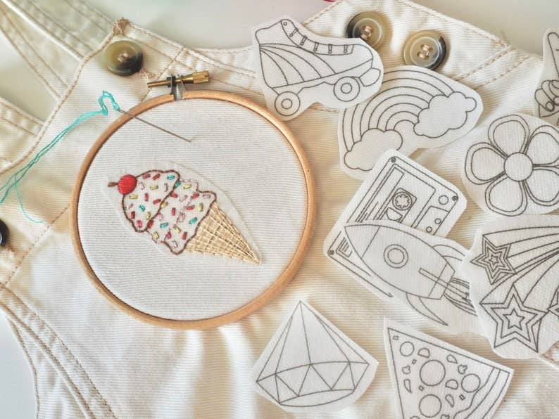 Stick and Stitch Embroidery Patches Retro