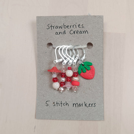 Strawberries and Cream Stitch Marker Set