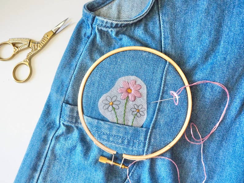 Floral Stick and Stitch Embroidery Patches