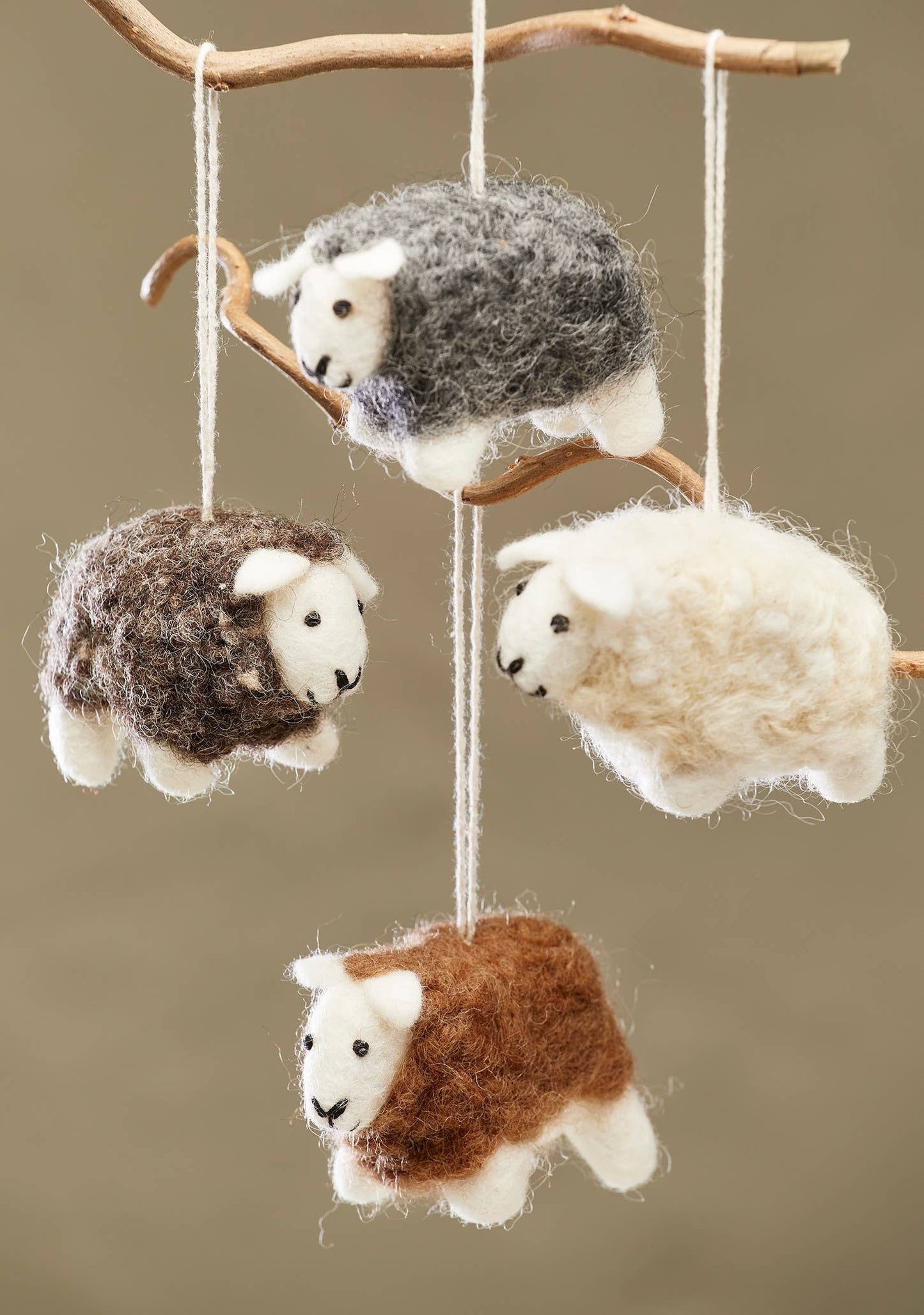 Natural Woolly Felt Sheep