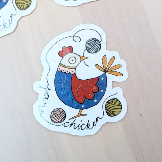 Yarn Chicken Vinyl Sticker